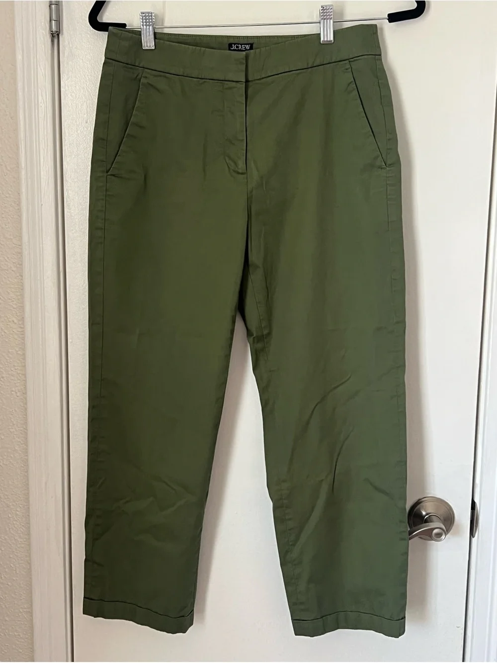 J. Crew Kate 2023 Straight Leg Chino Cuffed Pants Size 6P Utility Green